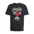 Men's black T-shirt with Coca-Cola cartoon logo graphic on chest