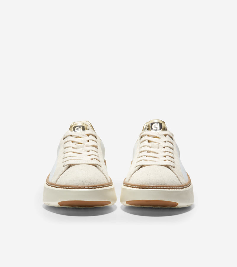 Cole Haan Women's GrandPrø Topspin Sneaker Optic White-Gold-Leopard W22754 - AllSportsWearUSA