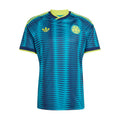Men's Colombia away soccer jersey in turquoise with zigzag pattern and yellow trim