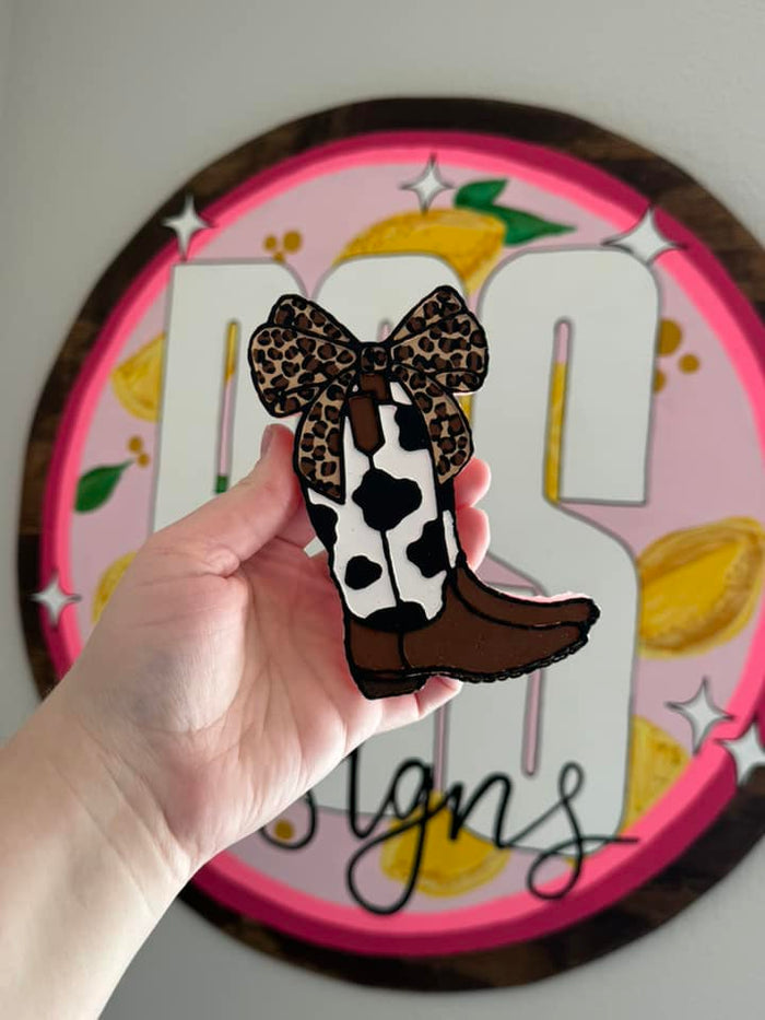 Cowgirl Boots w/ Bow & Cow Print Silicone Mold
