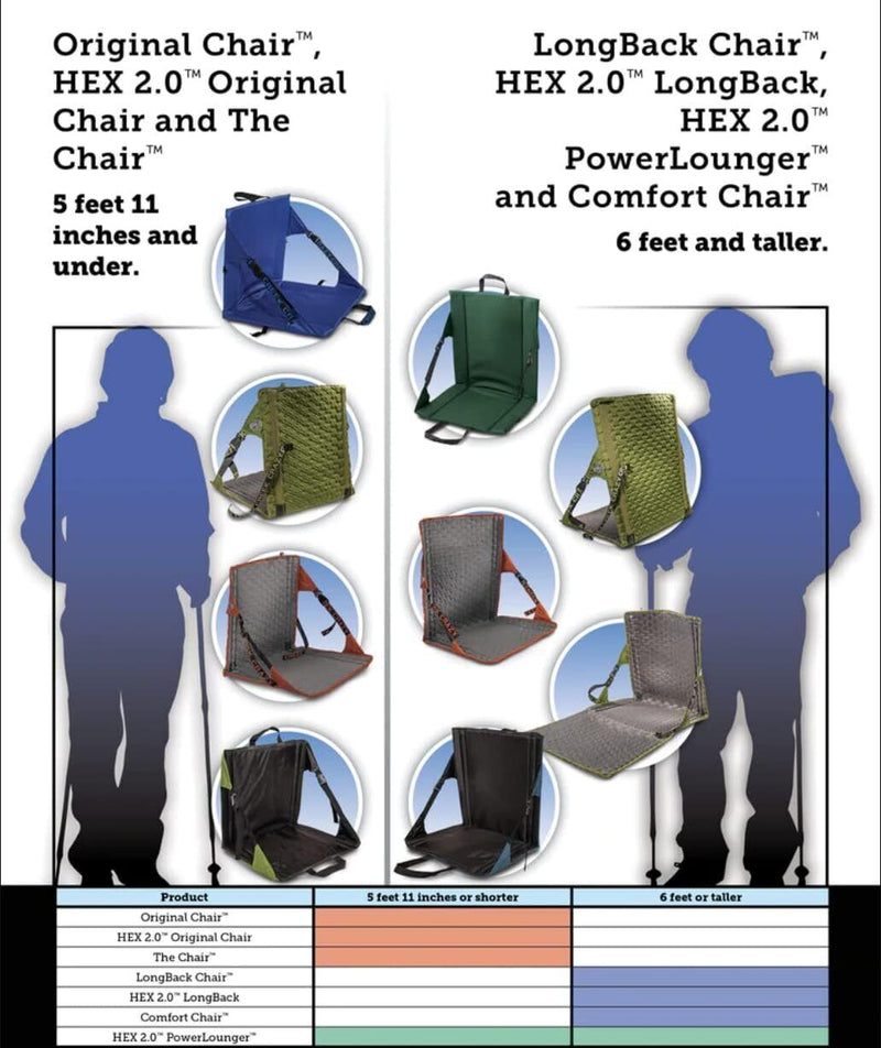 Crazy Creek Original Chair 1020-016 Black W/ Blue Camping Chair Brand New - AllSportsWearUSA