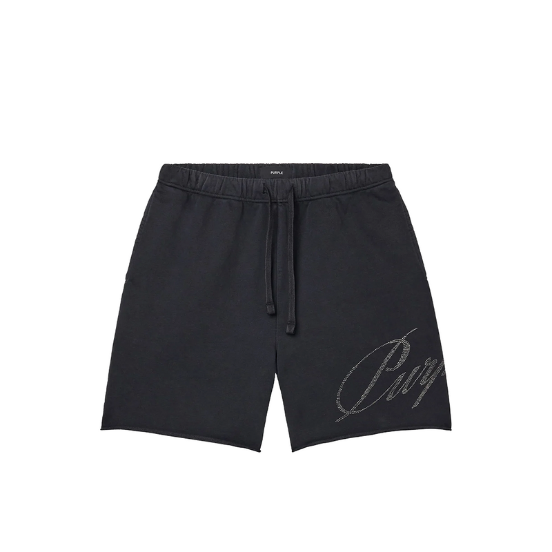 CRYSTAL SLANTED SCRIPT SHORTS BLACK