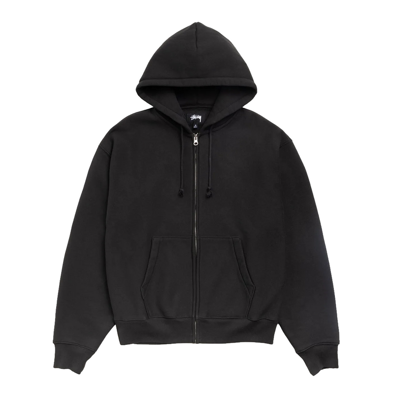 CURSIVE APPLIQUE ZIP HOODIE BLACK