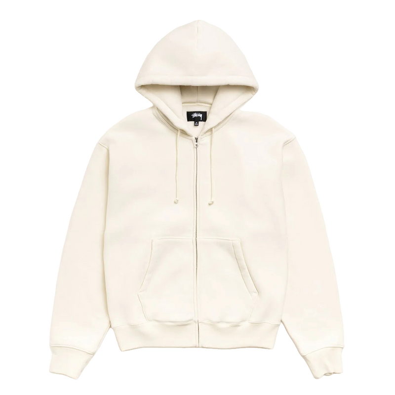 CURSIVE APPLIQUE ZIP HOODIE NATURAL