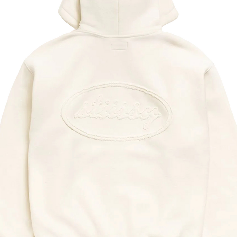 CURSIVE APPLIQUE ZIP HOODIE NATURAL