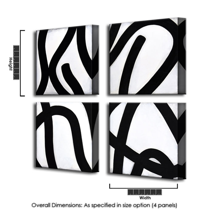 Curves No. 1-4' 4 Piece Wrapped Canvas Wall Art Set