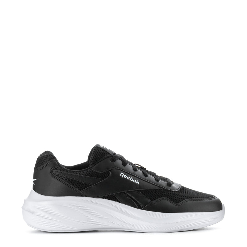 Men's Reebok black and white sneakers, low-cut design with white midsole