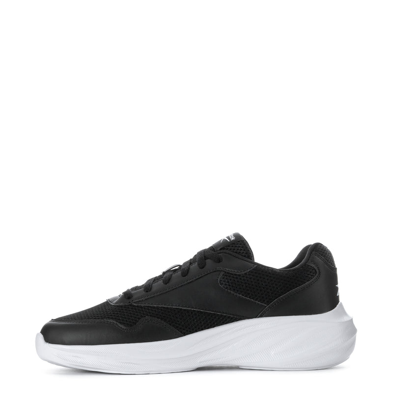 Men's Reebok black sneakers with textured upper and white cushioned midsole
