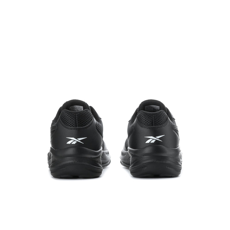 Men's black Reebok sneakers, rear heel with logo, lace-up design