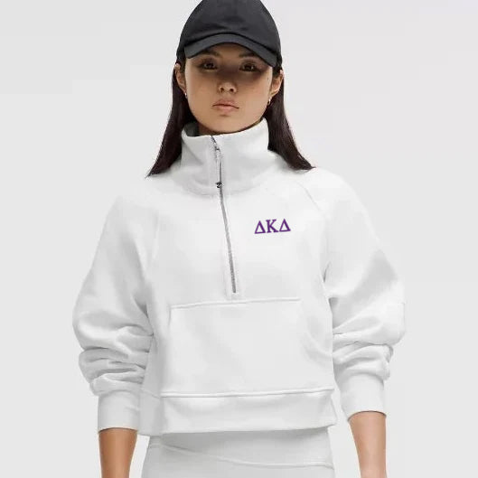 Delta Kappa Delta lululemon Scuba Oversized FUNNEL-Neck Half Zip - White