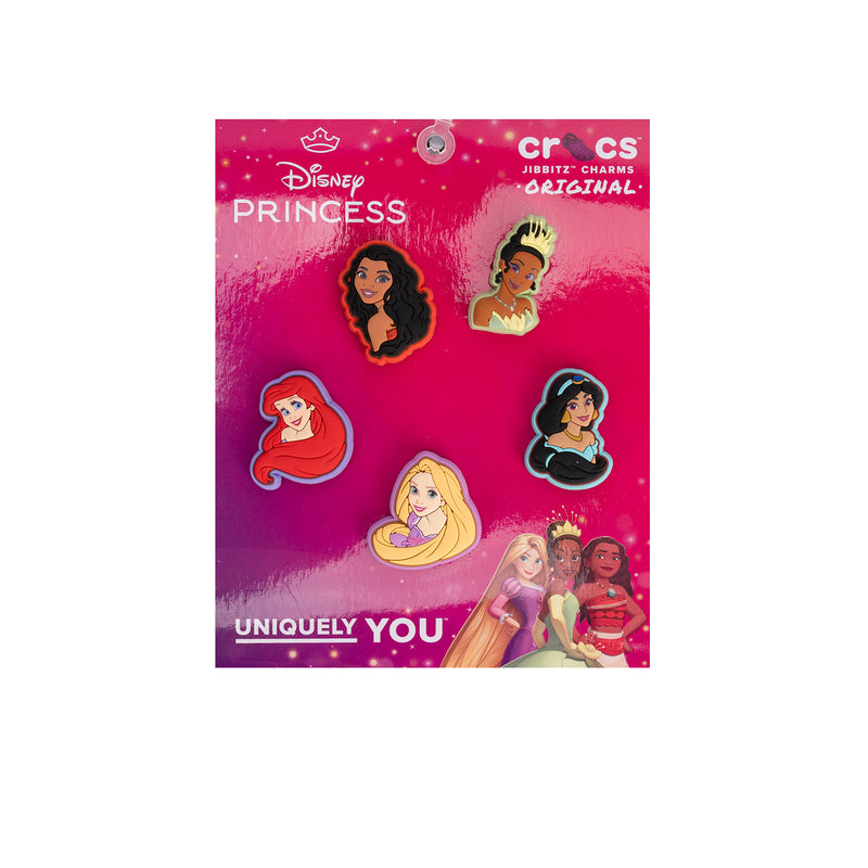 Disney Princess Jibbitz 5-pack charm set with five princess character designs on card