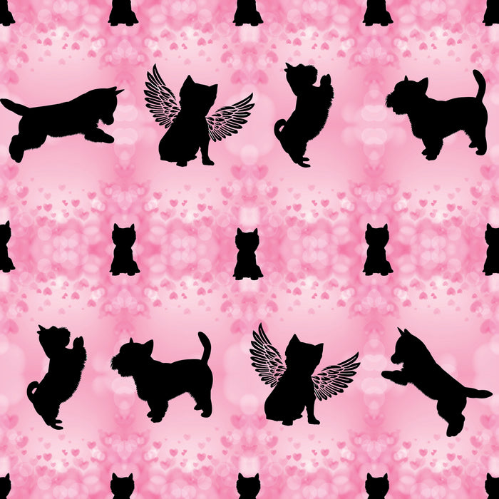 Dog Fabric, Westie Fabric on Pink with hearts, Cotton or Fleece, 3790 - Beautiful Quilt