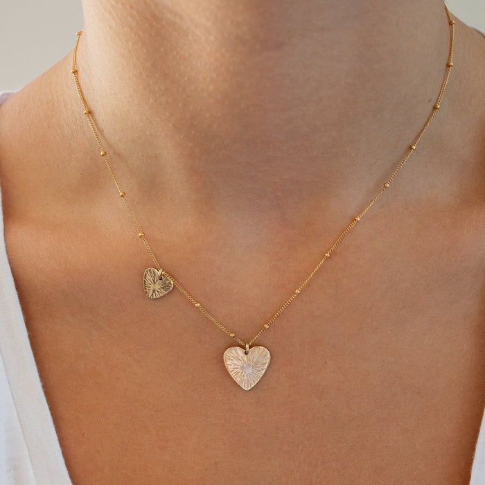 Double Burst Heart Necklace