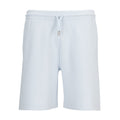Youth double-knit shorts in light blue, elastic waistband and drawstring front