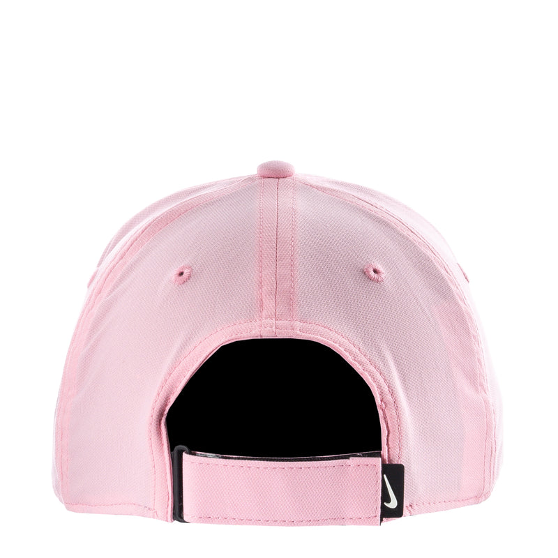 Pink cap back view with adjustable strap closure and Nike logo patch at brim