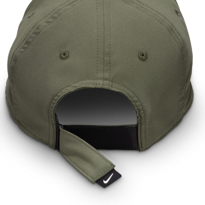 Nike cap underside view with adjustable strap and black interior