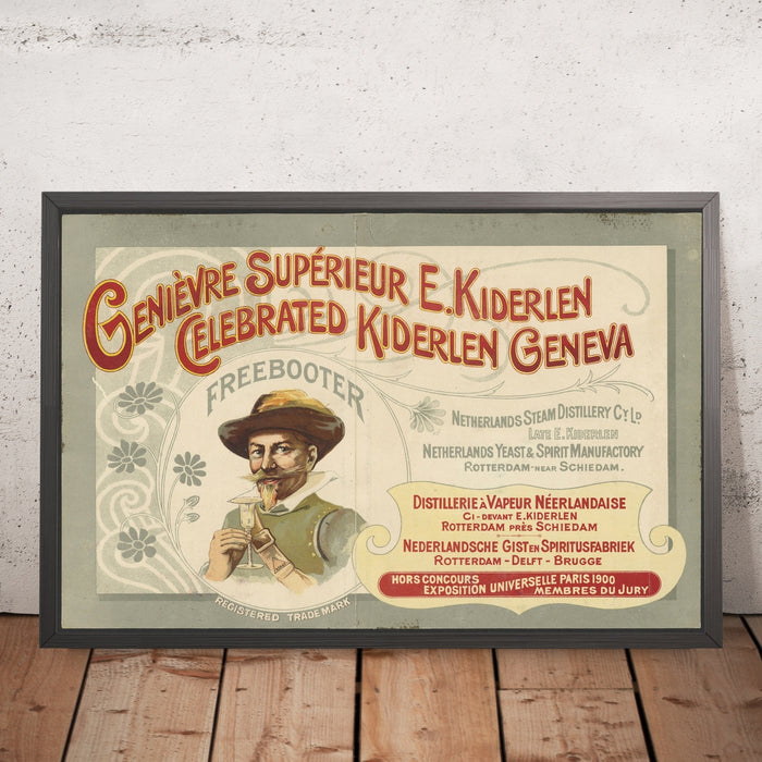 A framed image of E. Kiderlen Vintage Genever Poster, 1900