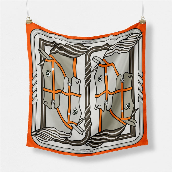 Edda Orange Silk Scarf / 53cm