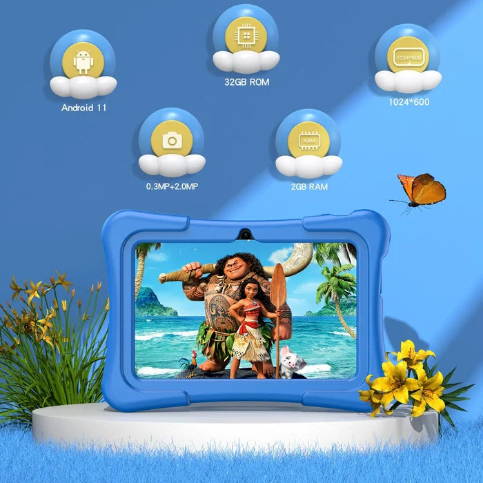 EduPlay™ 7'' Kids Tablet – Android 11, 32GB, WiFi, Dual Camera, Parental Controls + Protective Case
