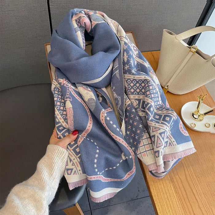 Edwige Pashmina Scarf Blue