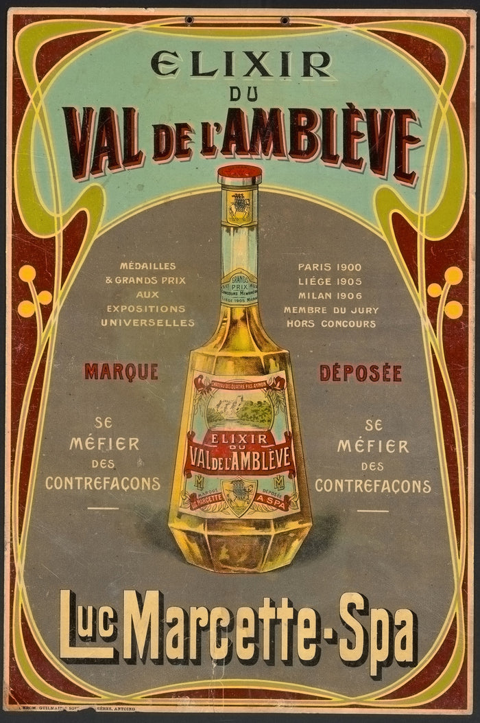 Elixir du Val de l’Amblève Vintage Advertising Poster, 1906