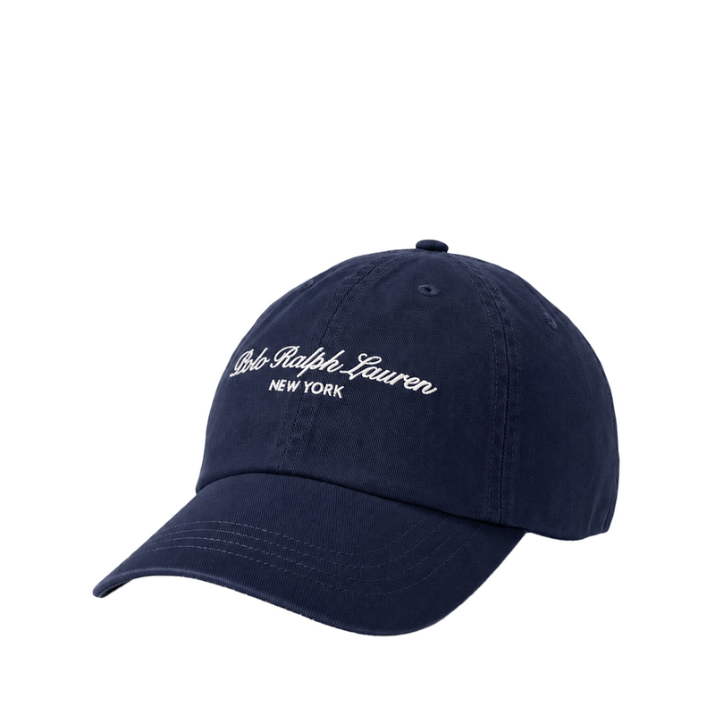 EMBROIDERED LOGO TWILL BALL CAP NAVY
