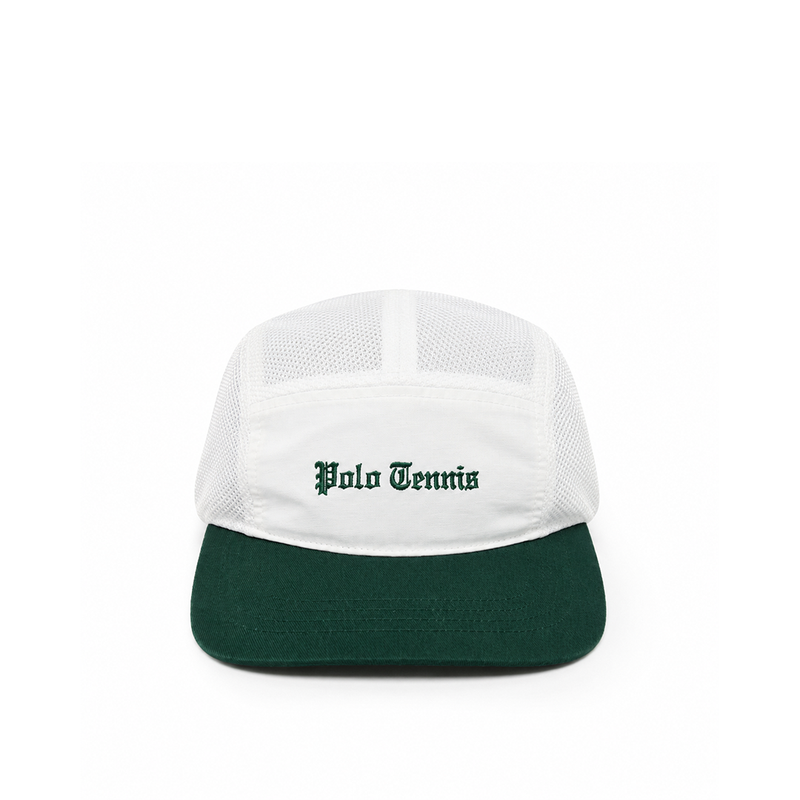 EMBROIDERED MESH & FAILLE POLO TENNIS CAP WHITE/GREEN