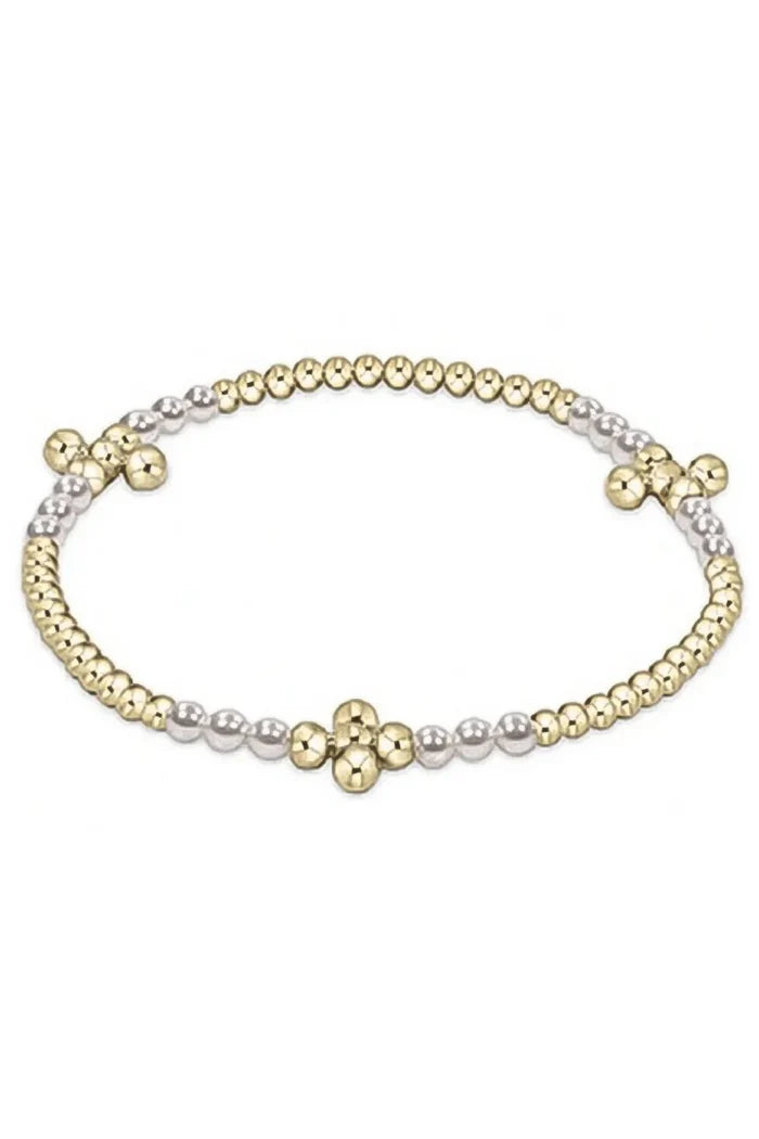 Enewton Signture Cross Gold Bliss Pattern 2.5mm Bead Bracelet Pearl BSCGBLP25PE