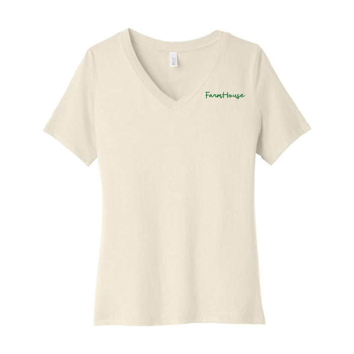 FarmHouse Ladies V Neck T Shirt - Script FarmHouse