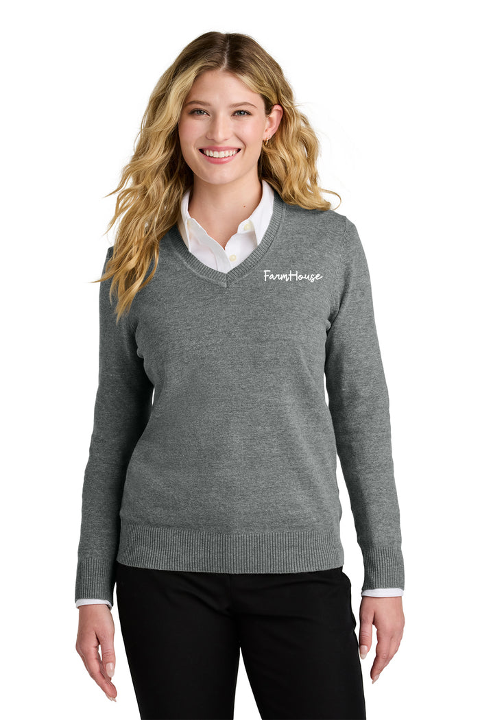 FarmHouse Women’s V-Neck Sweater - Monochromatic