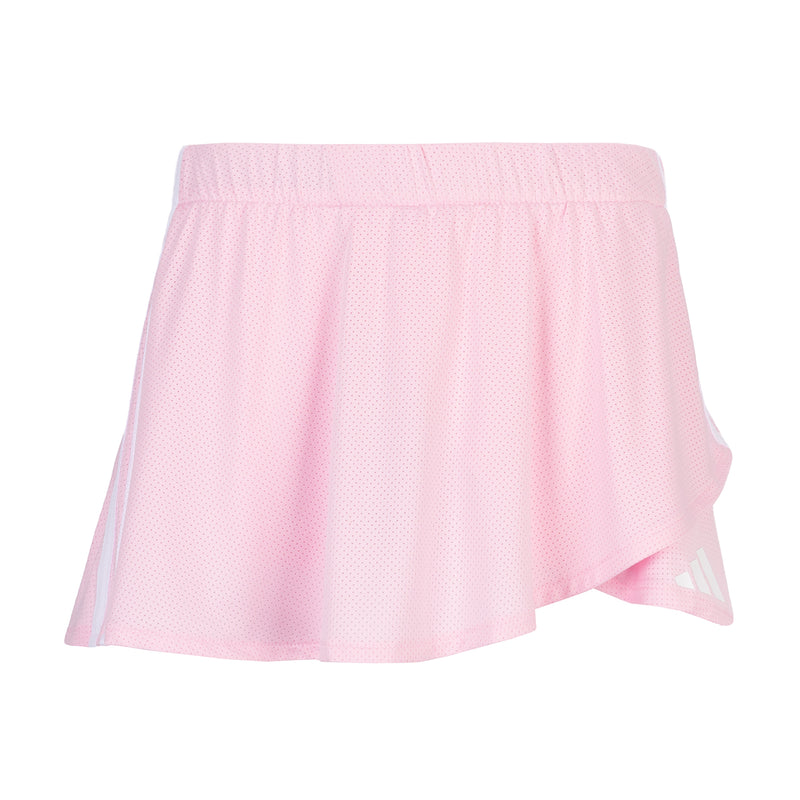 Light pink skort with textured fabric and elastic waist, wide fluttered skirt hem