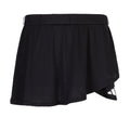 Youth black faux-wrapped skort with elastic waistband and draped side overlay
