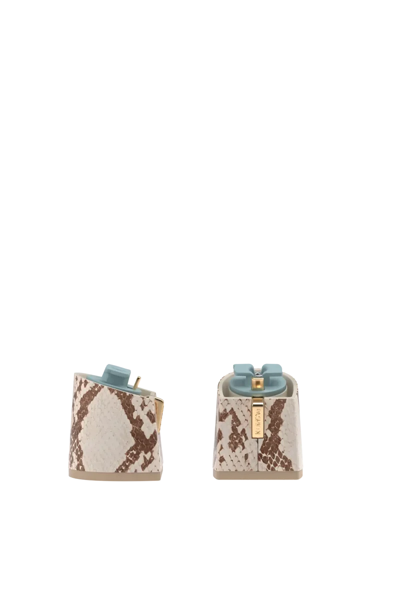 Flare Block Heel Kit 3 Ivory Snakeskin