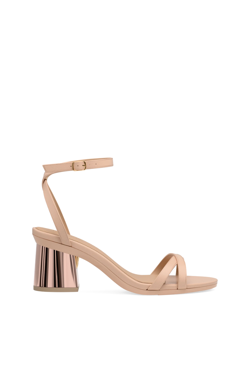 Flare Block Heel Kit 3 Rose Gold Metallic