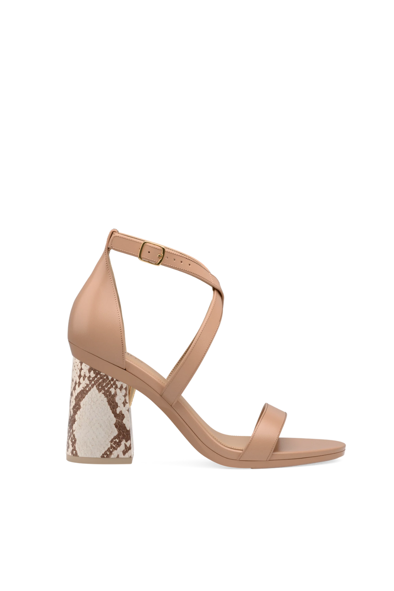 Flare Block Heel Kit 4 Ivory Snakeskin