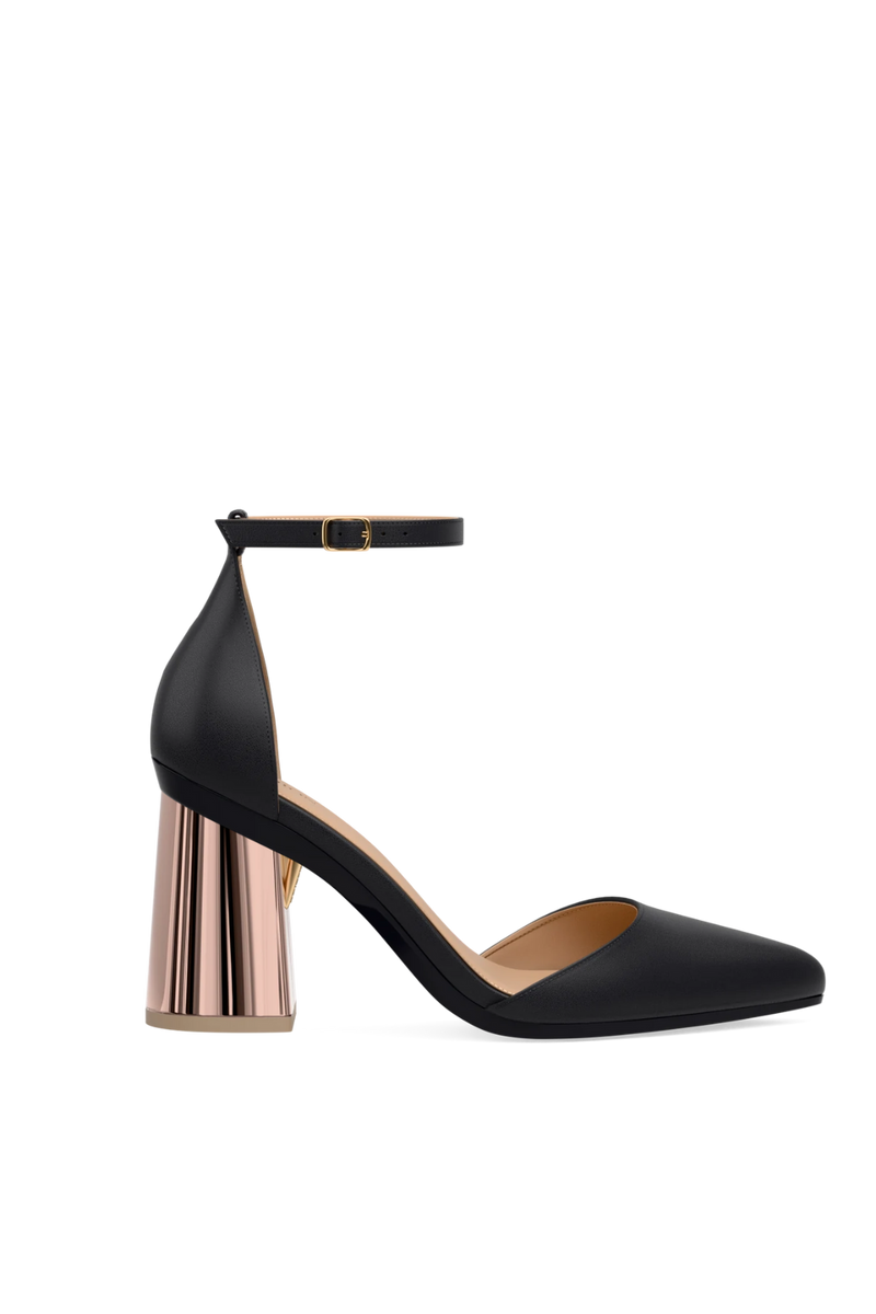 Flare Block Heel Kit 4 Rose Gold Metallic