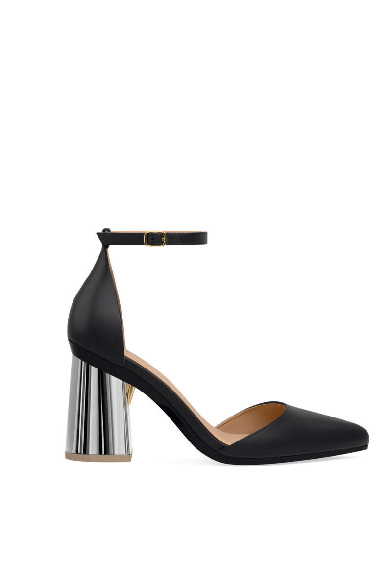 Flare Block Heel Kit 4 Silver Metallic