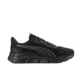 Men's black lace-up running shoes with textured upper and cushioned sole