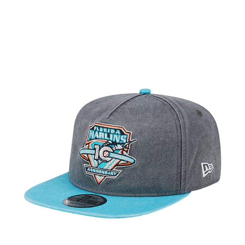 FLORIDA MARLINS 10TH ANNIVERSARY PIGMENT DYE GOLFER SNAPBACK GREY BLACK / TEAL