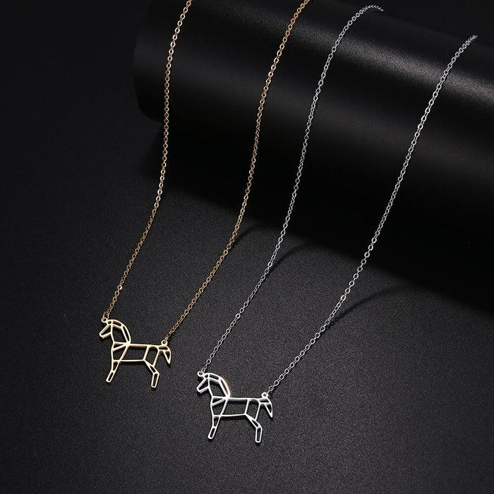 Geometric Horse Necklace (Silver, Gold) - Dogs and Horses