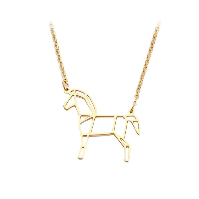 Geometric Horse Necklace (Silver, Gold) - Dogs and Horses