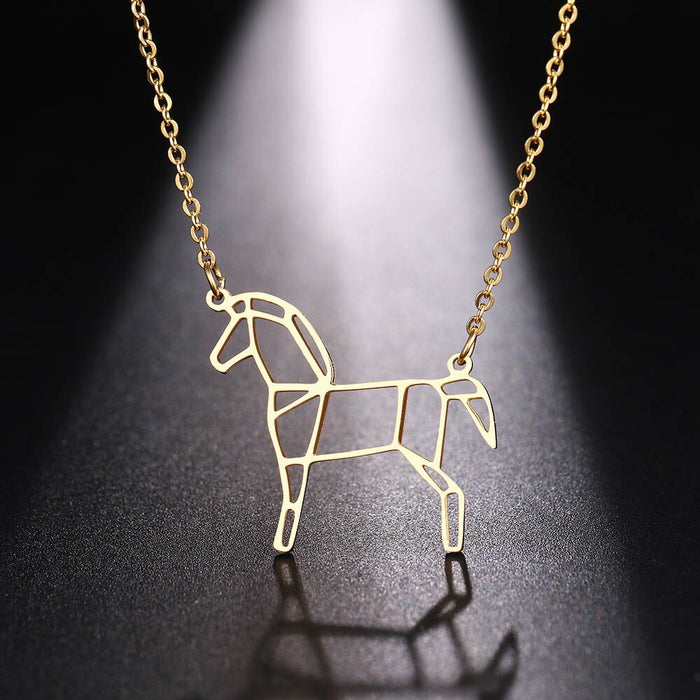 Geometric Horse Necklace (Silver, Gold) - Dogs and Horses