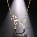 Geometric Horse Necklace (Silver, Gold) - Dogs and Horses