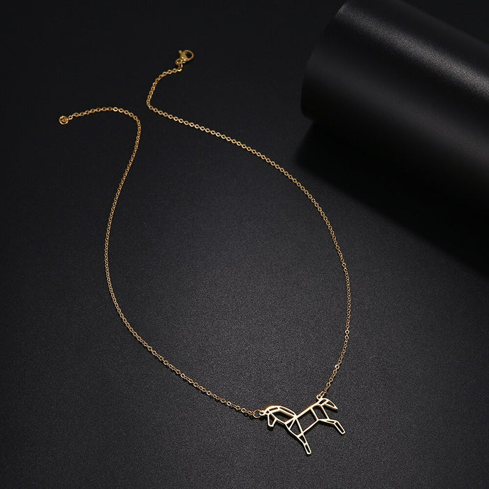 Geometric Horse Necklace (Silver, Gold) - Dogs and Horses