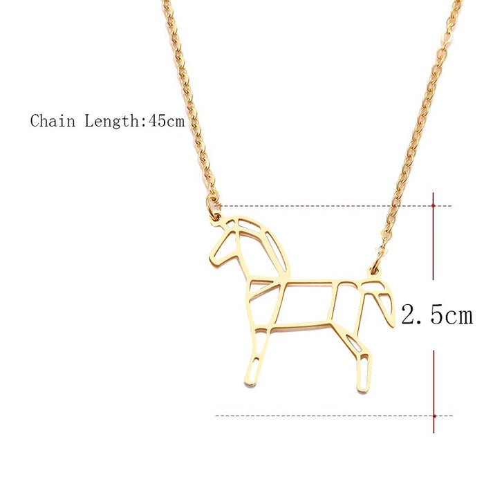 Geometric Horse Necklace (Silver, Gold) - Dogs and Horses