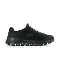 Men's black wide lace-up knit sneakers with chunky perforated rubber sole