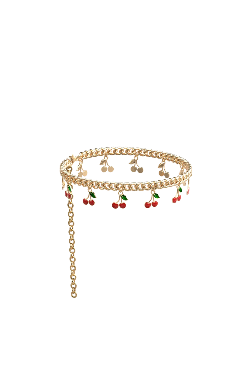 Gold Cherry Charm Ankle Chain