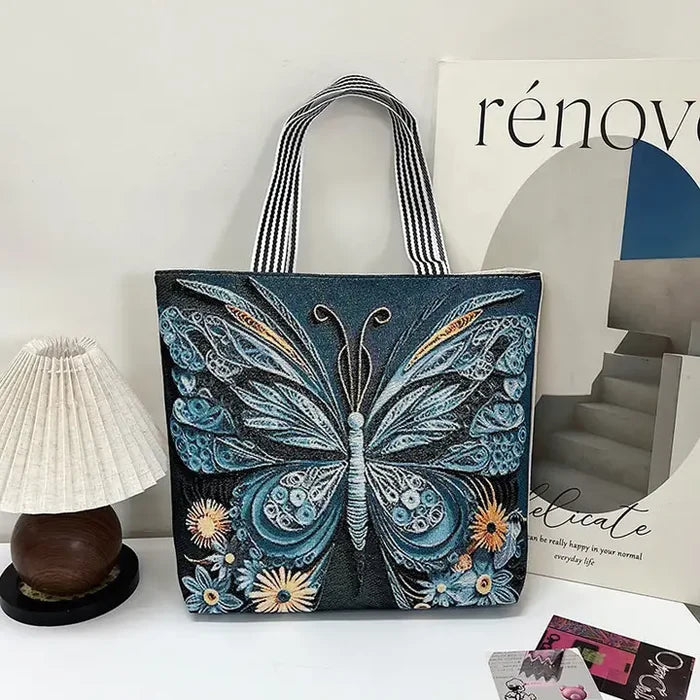 Gold Embroidery Animal Tote Bag Stylish Shoulder Tote