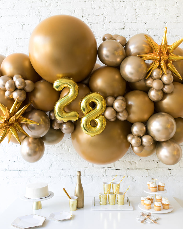 Golden - Number Backdrop Balloon Garland Install Piece