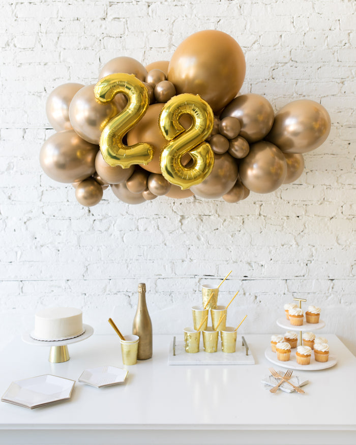 Golden - Number Backdrop Balloon Garland Install Piece